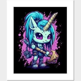 Whimsical Warrior: A Fusion of Unicorncore and Comic Art Posters and Art